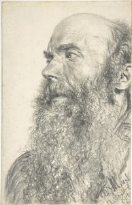Hoofd van een bebaarde man door Adolph Menzel