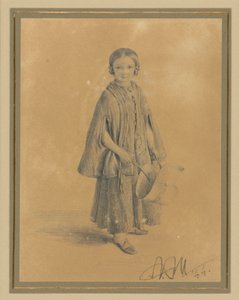 Kinderportret van Constanze Beling, geboren Martini. Dochter van districtsrechter Carl Martini en zijn echtgenote Pauline Martini door Adolph Menzel