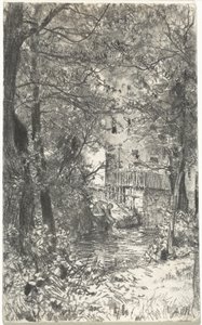 Landschap met een Wasvrouw