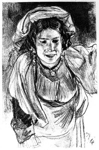 Studie van een Italiaans meisje, ca. 1880-1882 door Adolph Menzel