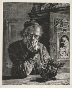 De antiquair - Zelfportret door Adolph Menzel