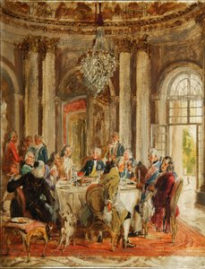 De Ronde Tafel van Frederik II in Sanssouci schets, 1848