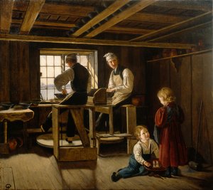 Een pottenbakkersatelier door Adolph Tidemand