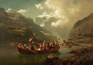 Trouwen in Hardanger door Adolph Tidemand