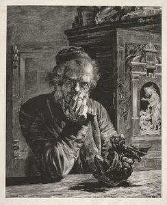 De antiquair - Zelfportret door Adolph Menzel