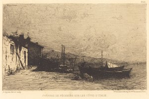 Vissershutten aan de kust van Italië