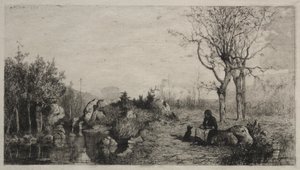 Oever van een stroom bij Rossillon, 1867 door Adolphe Appian
