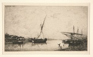a. Twee bruggen b. Vissersboot door Adolphe Appian