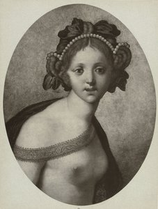 Fotoreproductie van een schilderij van een vrouwelijke figuur, mogelijk een godin door Adolphe Braun and Cie. (attributed to)