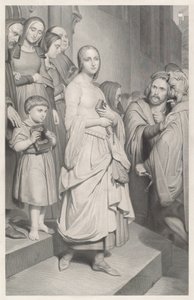 Faust ziet Marguerite voor het eerst door Adolphe Caron after Ary Scheffer
