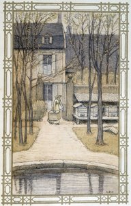 Leven van bijen: imker en zijn bijenkorven - tekening door A. Giraudon door Adolphe Giraudon