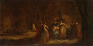 Een bosfeest door Adolphe Joseph Thomas Monticelli