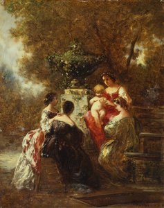 Figuren in een park door Adolphe Joseph Thomas Monticelli