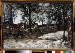 Landschap. Fontainebleau door Adolphe Joseph Thomas Monticelli
