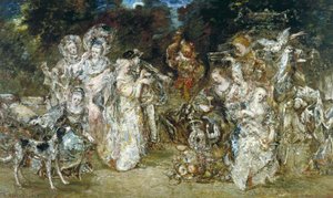 Reünie in een park ten tijde van de Valois door Adolphe Joseph Thomas Monticelli