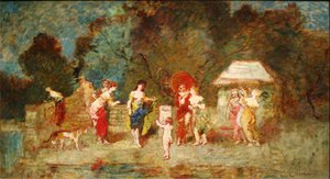 Scène in een park II, c.1870 door Adolphe Joseph Thomas Monticelli