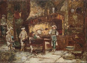 De Keuken van de Rôtisserie des Deux Paons, ca. 1875-81 door Adolphe Joseph Thomas Monticelli