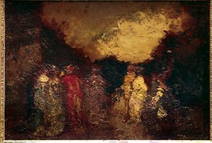 Wandeling in een park bij schemering door Adolphe Joseph Thomas Monticelli