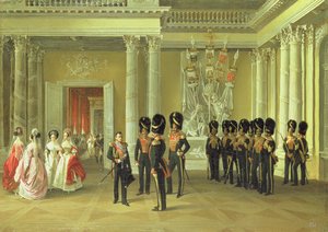 De Heraldische Hal in het Winterpaleis, Sint-Petersburg, 1838 door Adolphe Ladurner