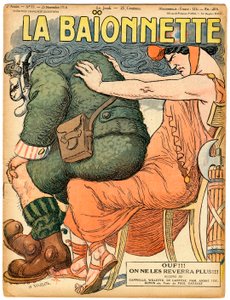 Omslag van La Baionnette, Satirisch in kleuren door Adolphe Leon Willette