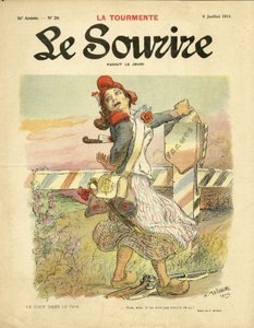 Illustratie van Adolphe dit Willette voor de omslag van Le Smile, nr. 28, 09/07/14 - De steek in de rug - Nationalisme, Franse Revolutie, Oorlog van 14-18, Fronten - Marianne door Adolphe Leon Willette