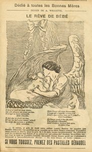 Illustratie van Adolphe dit Willette in Le Pelerin, 22/12/07 - De droom van de baby - Reclame Publiciteit, Moederschap - Engel door Adolphe Leon Willette