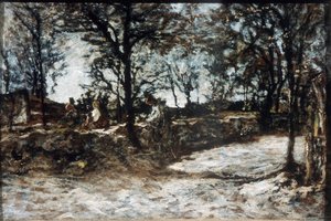 Landschap. Fontainebleau, 19e eeuw door Adolphe Joseph Thomas Monticelli