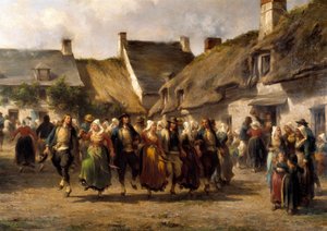 Een bruiloft in Bretagne in 1863 door Adolphe Pierre Leleux