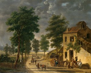 De Coeur Volant Coaching Inn in Louveciennes, 1867 door Adolphe Roehn