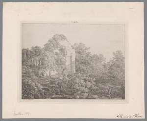 Gezicht op de ruïne van Kasteel de Haar door Adriaan Jacob Willem van Dielen