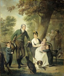Jonkheer Gysbert Carel Rutger Reinier van Brienen van Ramerus (1771-1821), met zijn vrouw en vier van hun kinderen door Adriaan de Lelie