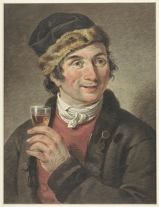 Portret van Adriaan de Lelie, met muts op door Adriaan de Lelie
