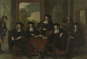 De Superieuren van het Collegium Medicum in Amsterdam, 1683 door Adriaen Backer