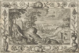 Abraham offert Isaak door Adriaen Collaert