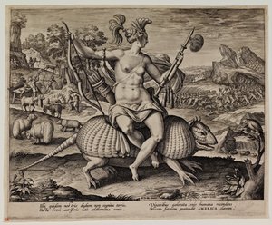 Amerika door Adriaen Collaert