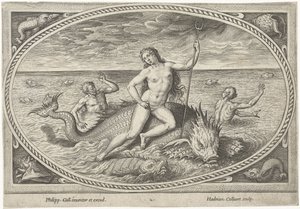 Amphitrite op een vis door Adriaen Collaert