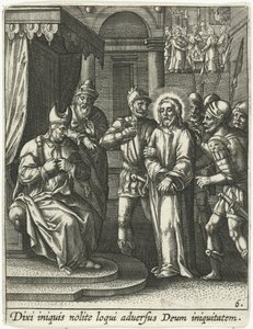 Christus voor Kajafas door Adriaen Collaert