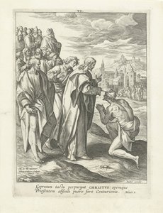 Genezing van een melaatse Leven van Christus door Adriaen Collaert
