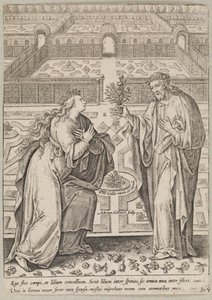 Christus en zijn bruid, Ecclesia, in een tuin door Adriaen Collaert