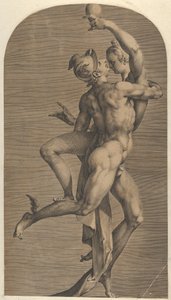 Mercurius ontvoert Psyche door Adriaen Collaert