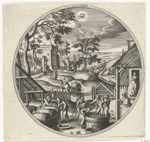 Oktober door Adriaen Collaert