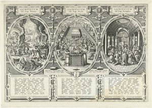 Offers onder de wet van de natuur, onder de wet van Mozes en onder de wet van het Evangelie door Adriaen Collaert