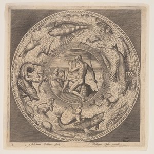 Poseidon, uit een serie ontwerpen voor platen (Fonds de Coupe)