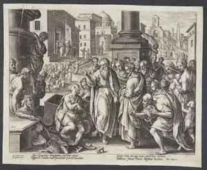 St. Paulus geneest een kreupele in Lystra door Adriaen Collaert
