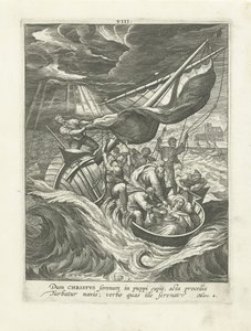 Storm op het Meer van Galilea door Adriaen Collaert