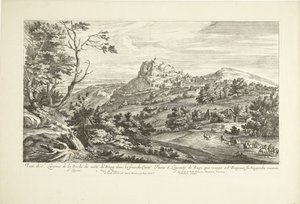 Gezicht op Saint Laurent de la Roche (Veuë de St. Laurent de la Roche du costé du Bourg dans la franche Comté) door Adriaen Frans Boudewyns