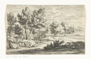 Landschap met grafmonument