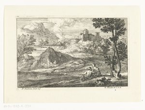 Landschap met kasteel door Adriaen Frans Boudewyns