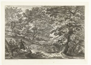 Landschap met vossejacht door Adriaen Frans Boudewyns