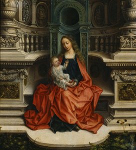 De Madonna en Kind op de Troon, 16e eeuw door Adriaen Isenbrandt or Isenbrant